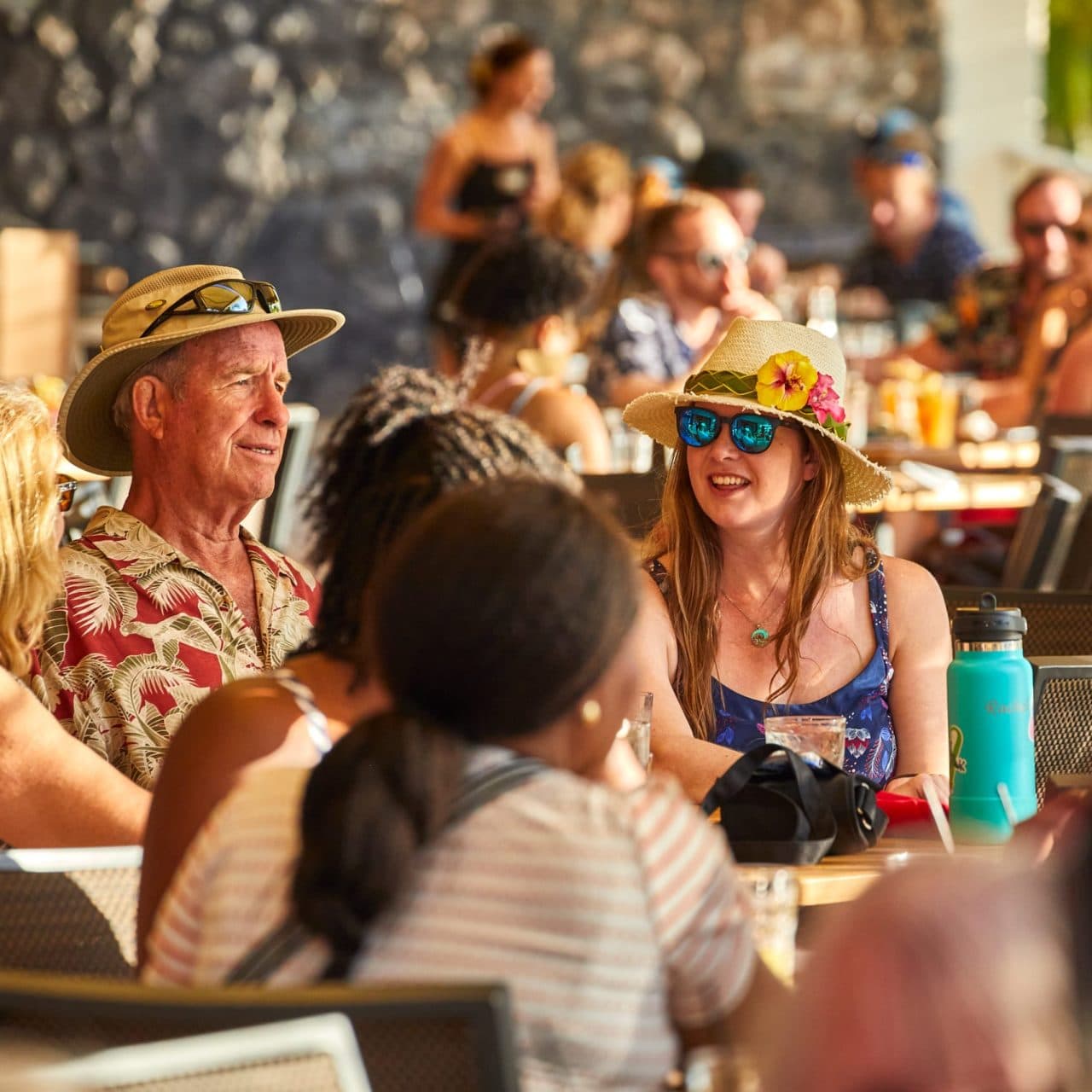 Guests enjoying dinner at Tiki's